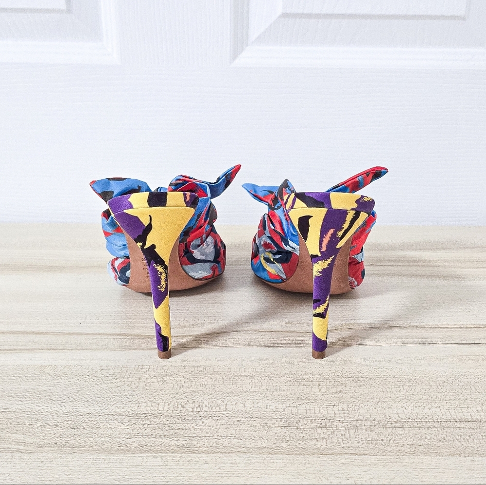 Schutz X Adriana Lima Floral Satin Twist Knot Mule Sandals Size 8 - Picture 9 of 10